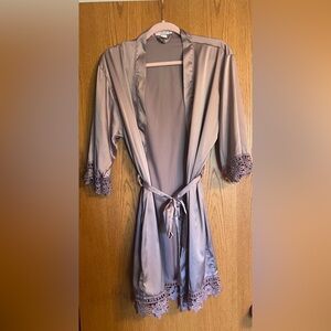 Dusty lavender satin and lace robe